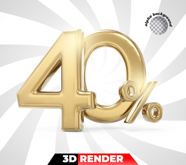 Number 40 golden 3d render