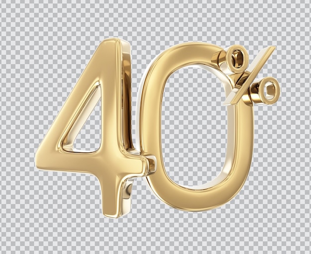 PSD rendering 3d dorato numero 40