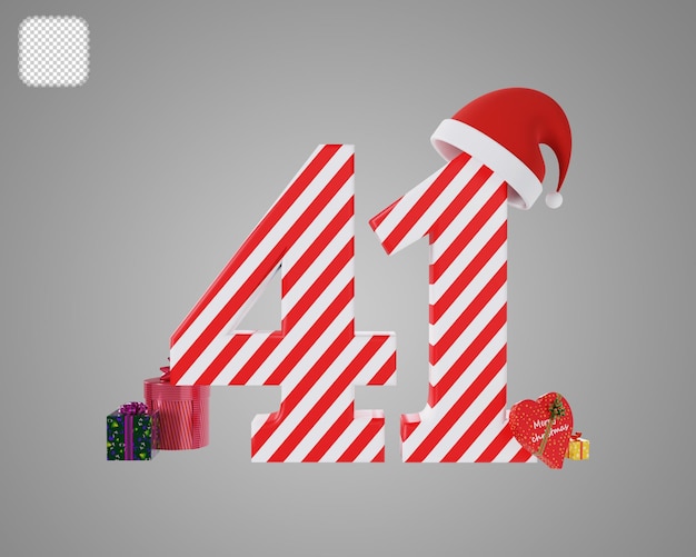 PSD 빨간 산타 모자 크리스마스 3d 일러스트와 함께 번호 41