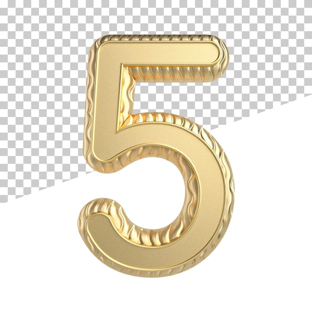 Number 5 3d gold luxury render