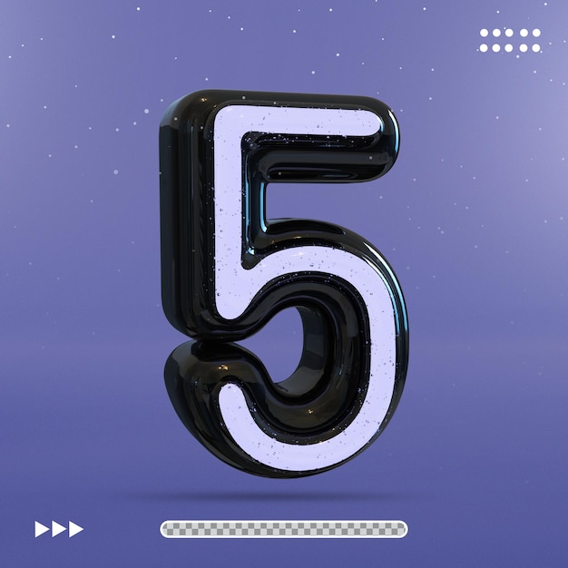 Number 5 3d render style