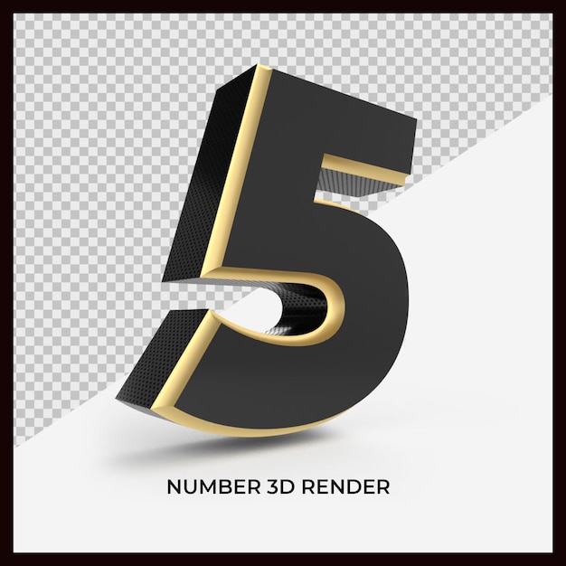 number 5 3D render