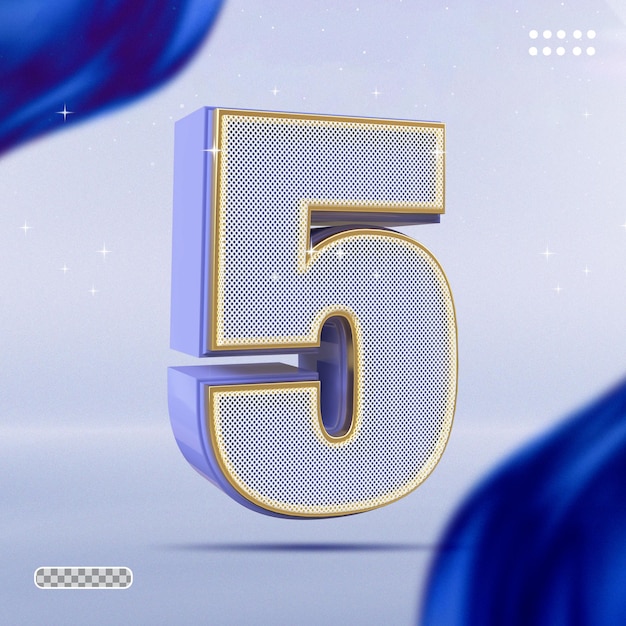 Numero 5 blu 3d rendering stile lusso