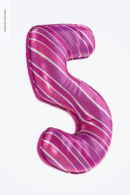 Number 5 Foil Balloon Mockup