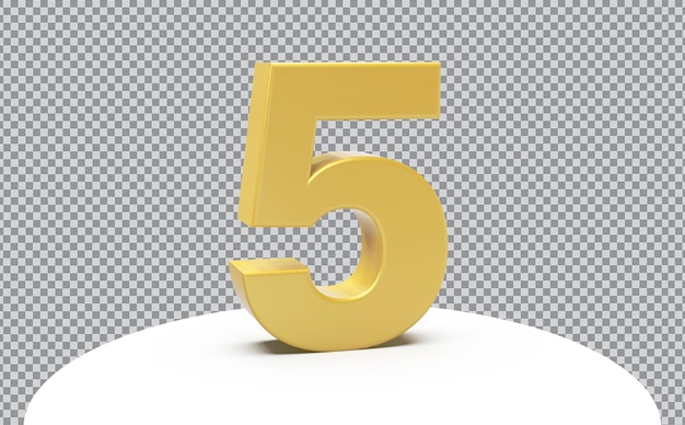 Number 5 Gold 3d luxury
