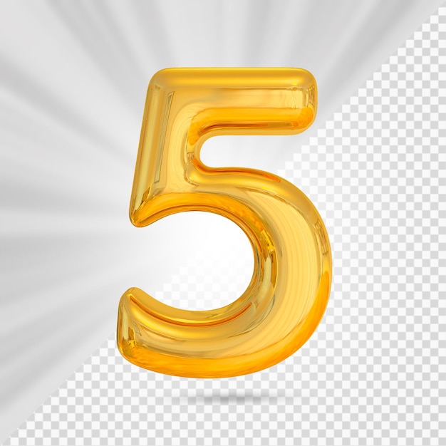 Number 5 gold 3d