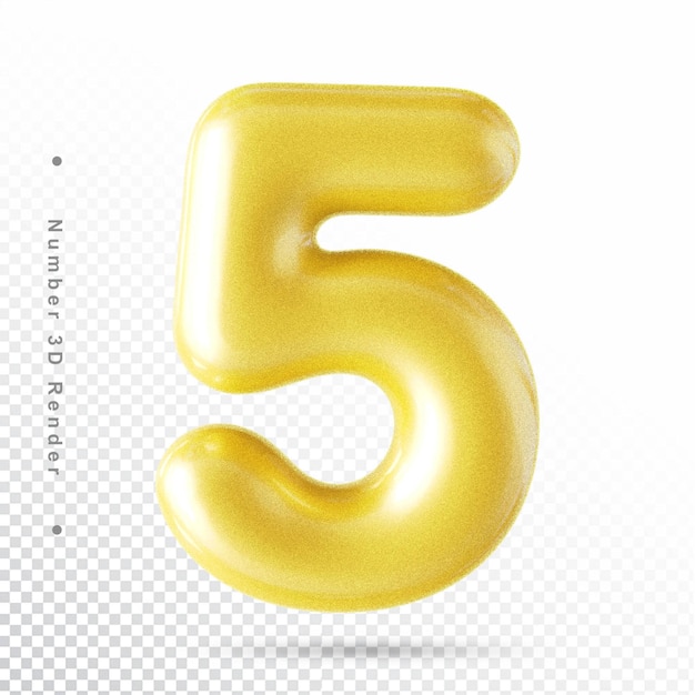 Number 5 gold 3d