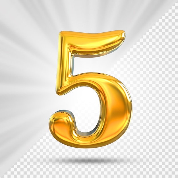 Number 5 golden 3d