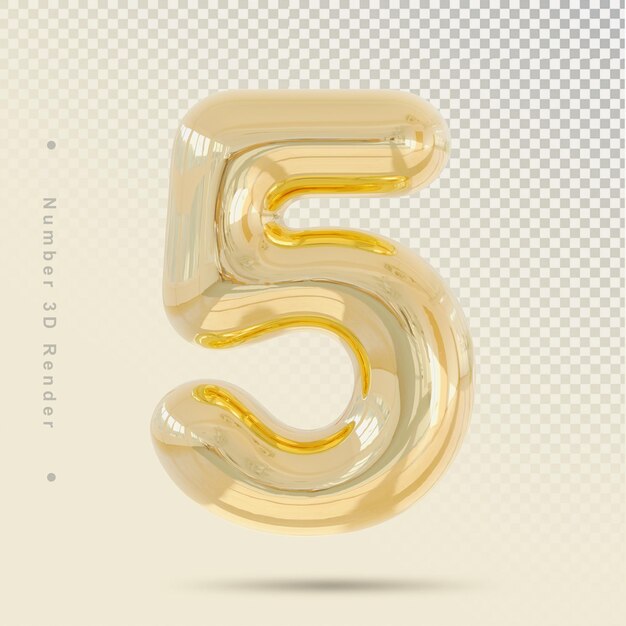 Numero 5 d'oro 3d