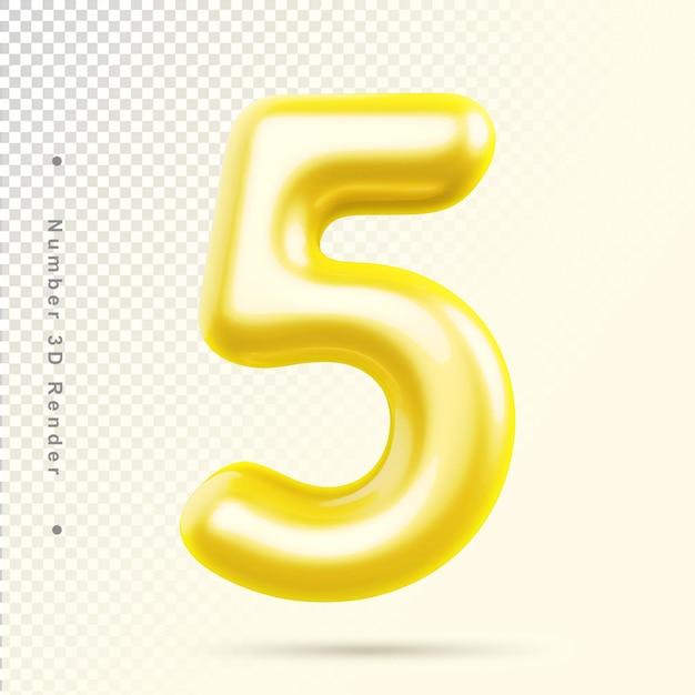 Number 5 golden luxury 3d