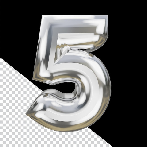 Number 5 Graphic Design Silver Concept Materials