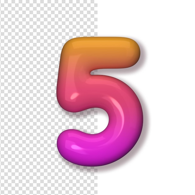 number 5 pink and orange color number in the form of balloons