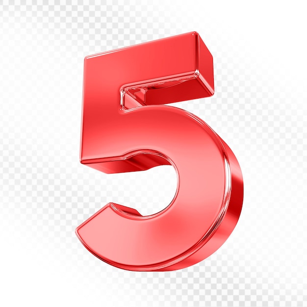 Number 5 Red 3D Number