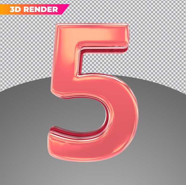 ナンバー5の赤い3dスタイル