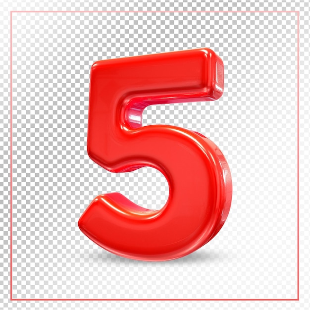 Number 5 red 3d