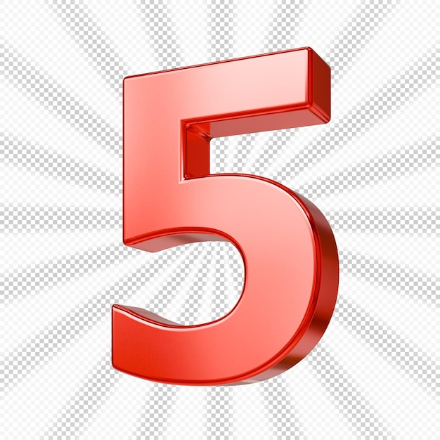 number 5 red 3d