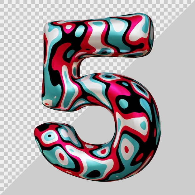 Number 5 with 3d modern style