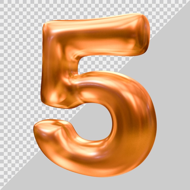 Number 5 with 3d modern style