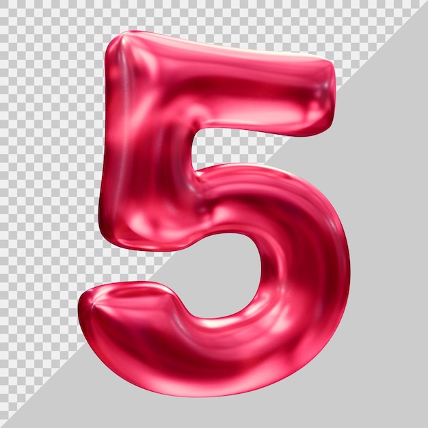 Number 5 with 3d modern style