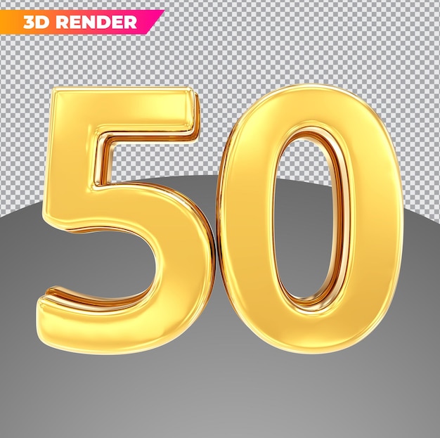 PSD 번호 50 골드 3d 스타일