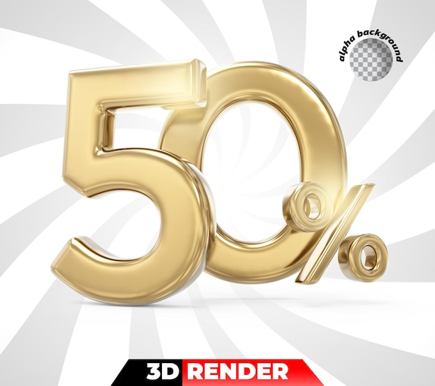 PSD ナンバー50ゴールデン3dレンダリング