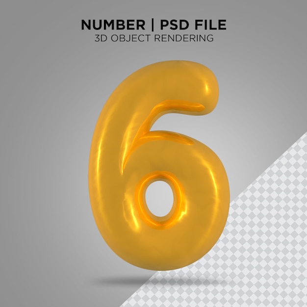 번호 5Six 황금 3d 렌더링 프리미엄 Psd