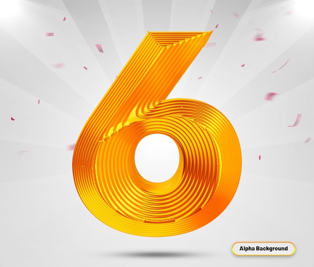 Номер 6 в стиле 3d визуализации золотой роскоши