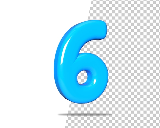 Numero 6 blu sei testo logo 3d