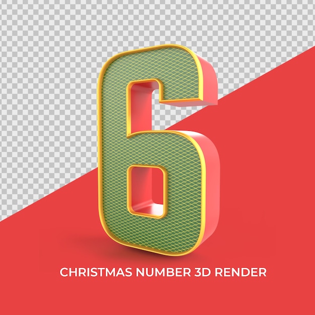 Number 6 christmas ornaments 3d render