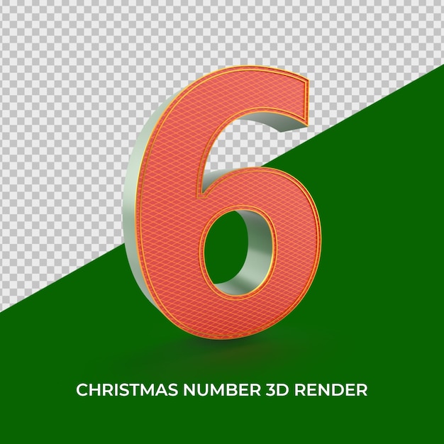 PSD number 6 christmas ornaments 3d render