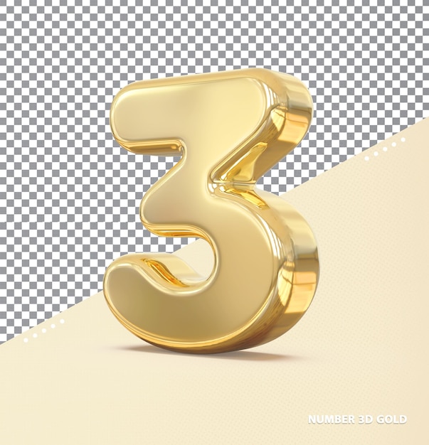 Number 6 gold 3d luxury