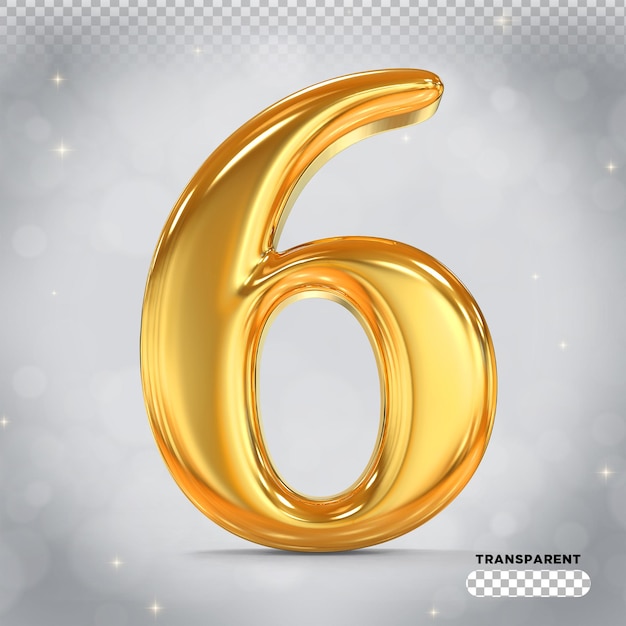 Number 6 gold 3d render styles