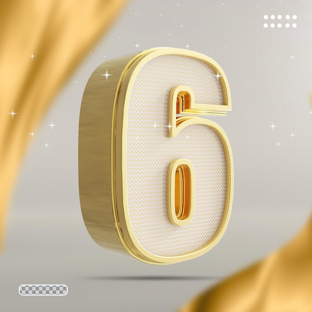 PSD number 6 gold 3d style concept