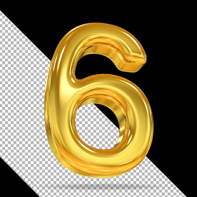 Number 6 gold 3d styles