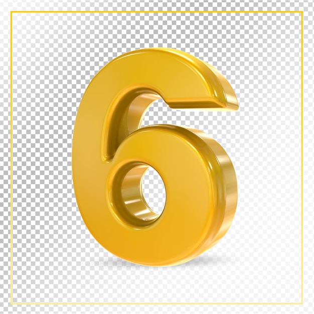 Number 6 gold 3d