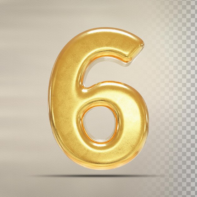 PSD number 6 gold 3d