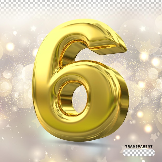 Number 6 golden 3d render styles