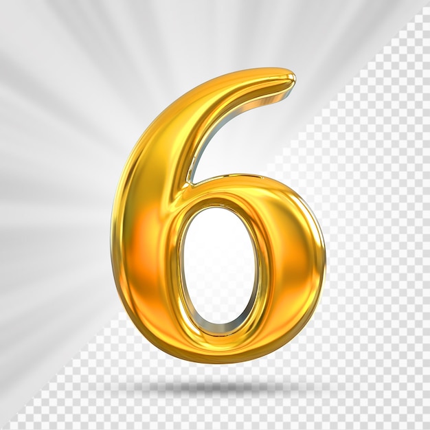 Numero 6 d'oro 3d