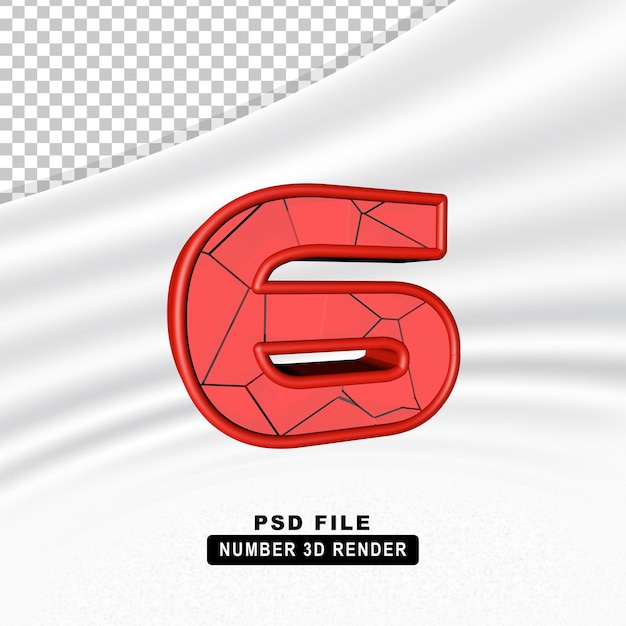 Number 6 red luxury 3d render