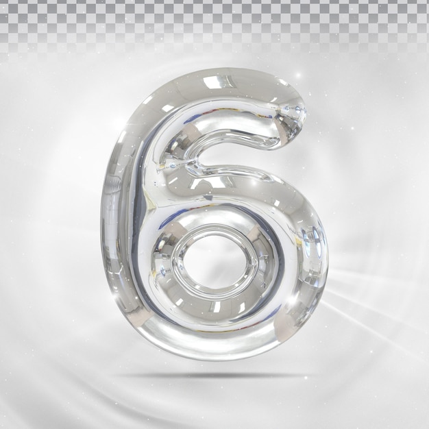 Number 6 silver 3d luxury