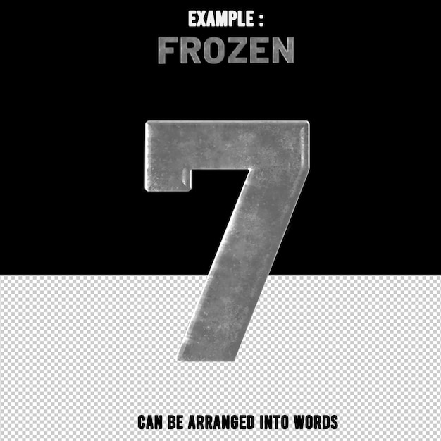 Number 6 text effect ice