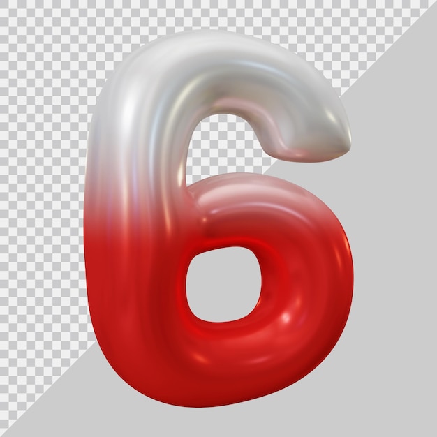 PSD number 6 with 3d modern style