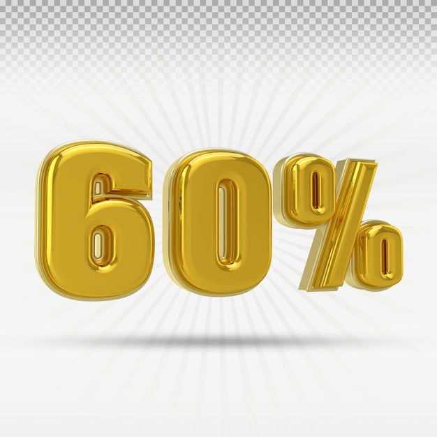 Номер 60% коллекции 3D-рендеринга со стилем, оставшимся от белого и золотого цвета
