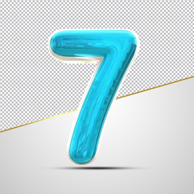 PSD number 7_3d render_blue color