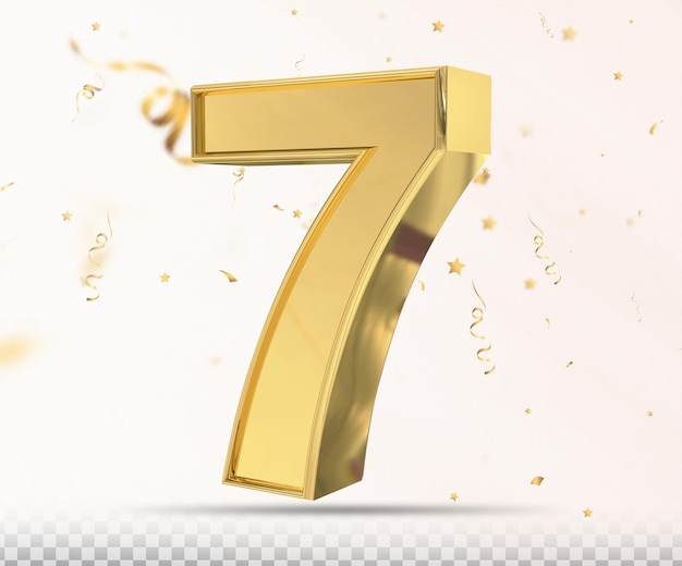 PSD number 7 3d render style golden luxury