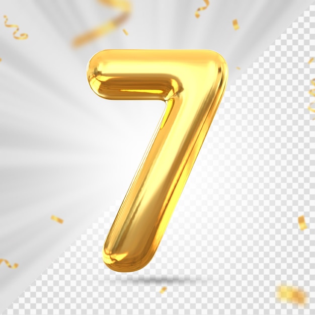 Number 7 Balloon Gold