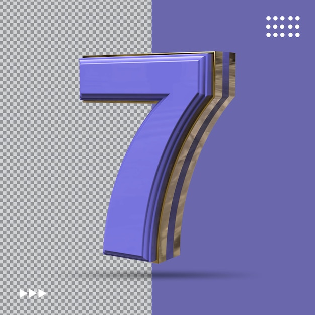 PSD number 7 blue 3d