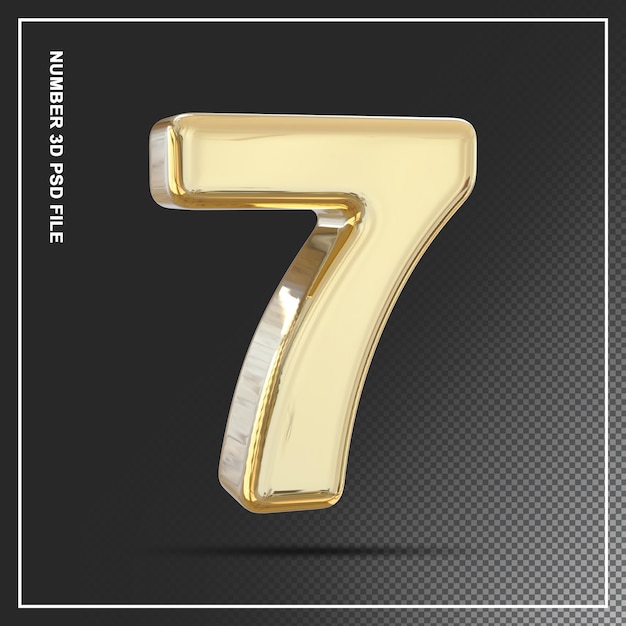 Number 7 Gold 3d Element