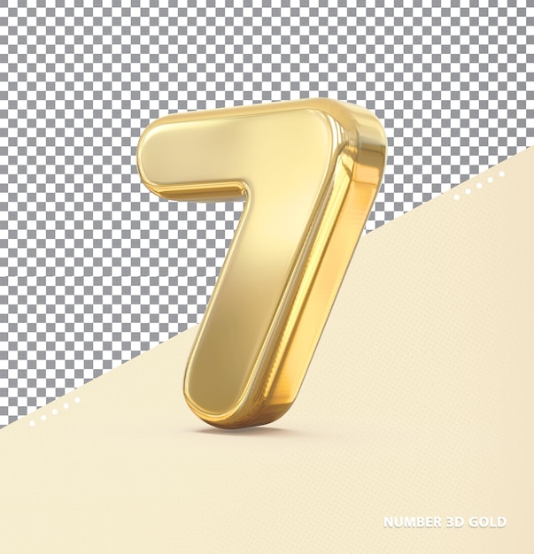 Number 7 gold 3d luxury