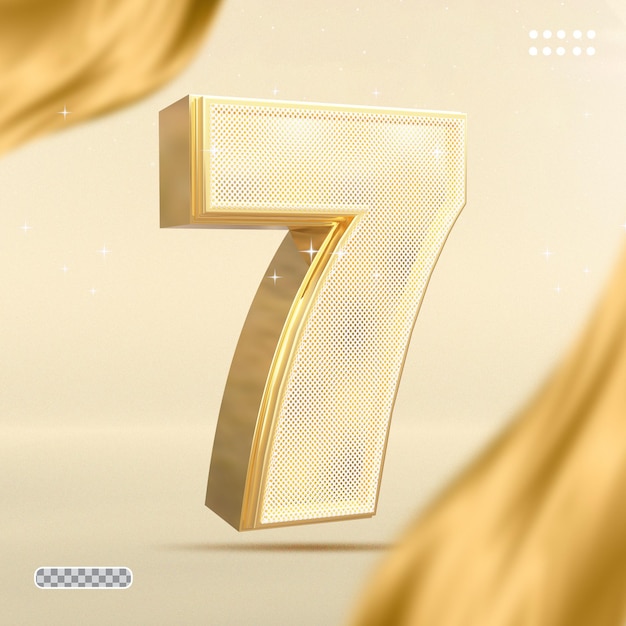 Number 7 gold 3d render style luxury